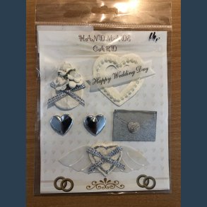 stickers bryllup r�hvid/s�lv 3D