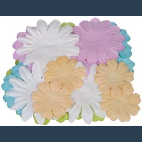 papir blomster 20 stk ass farver pastel