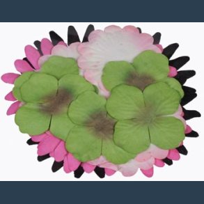 papir blomster 20 stk ass birk/sort/lime