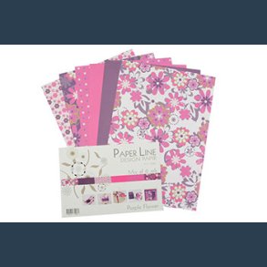 Design papir A4 100 g 6 ark Purple Flower