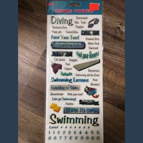 Stickers scrapbook 13 x 30,5cm tekster bubble dykning mm