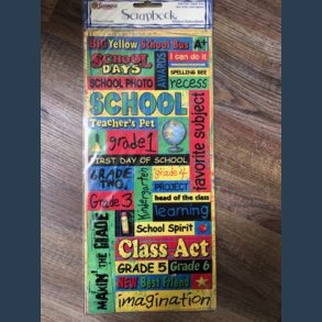 Stickers scrapbook 14 x 30,5cm tekster skole