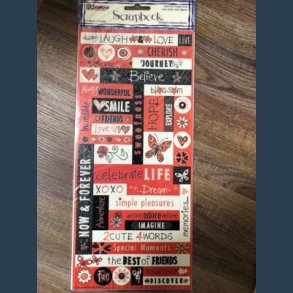 Stickers scrapbook 14 x 30,5cm tekster love