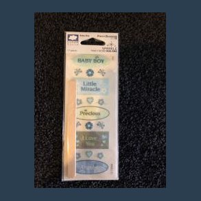 stickers rub -ons 17 pieces baby boy m glitter