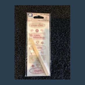 stickers rub -ons 17 pieces baby girl m glitter