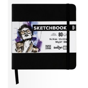 DFY Sketchbook 14 X14 cm 140 g sort