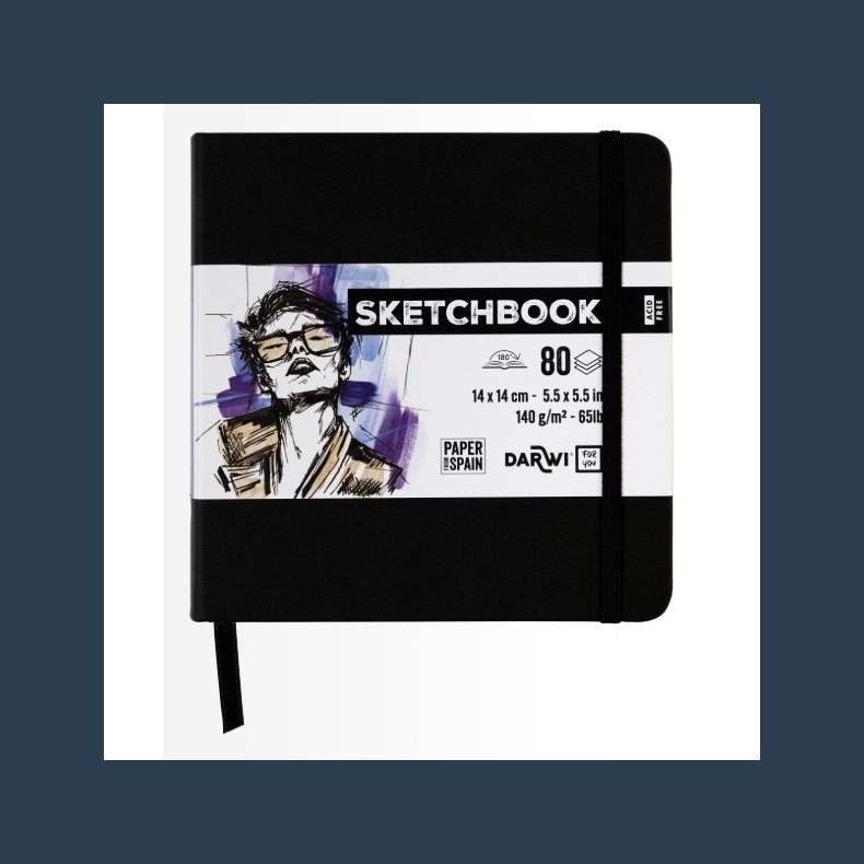DFY Sketchbook 14 X14 cm 140 g sort