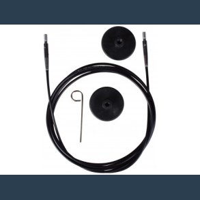 wire til strikkepinde 40 cm sort med drejeled