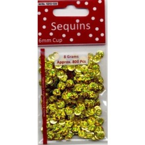 pailletter guld  8 g ca 800 stk 6mm