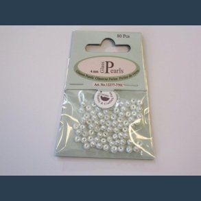 Glasperler 4 mm Hvid ca 80 stk