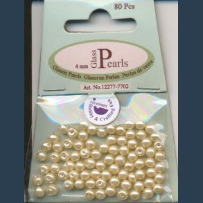 Glasperler 4 mm Hvid ca 80 stk