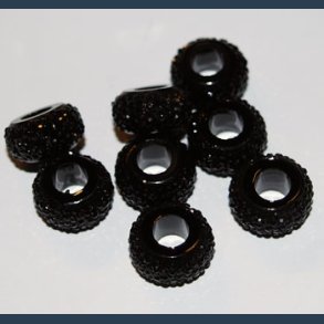 Harpiks perle 12 mm 8 stk. hul 4,5 mm sort