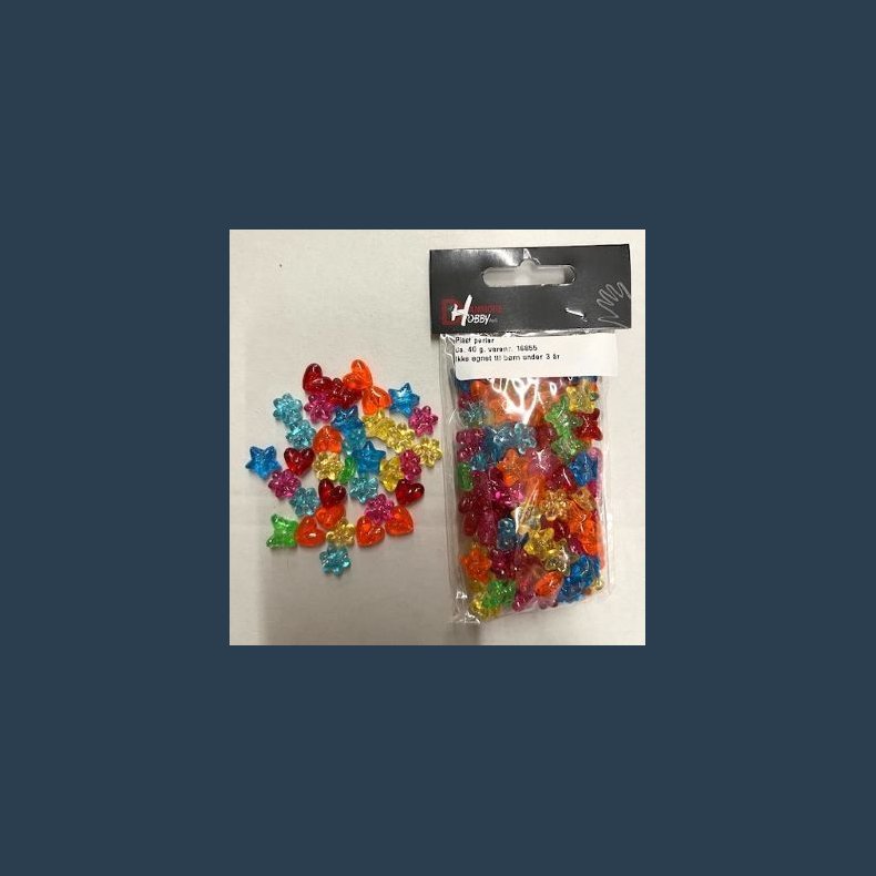 Plastperler ass farver og forme ca 40 g