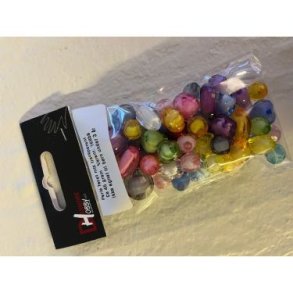 Plastperler ass farver facetperlemix  ca 45 g