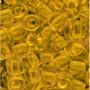 Glasperle/rocailles 2,5 mm ca 20g gul trans.