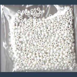 Glasperle/rocailles 2,5 mm ca 20g hvid blank