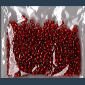 Glasperle/rocailles 2,5 mm ca 20g r�d m s�lv