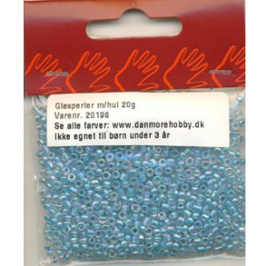 Glasperle/rocailles 2,5 mm ca 20g lysebl� m s�lv