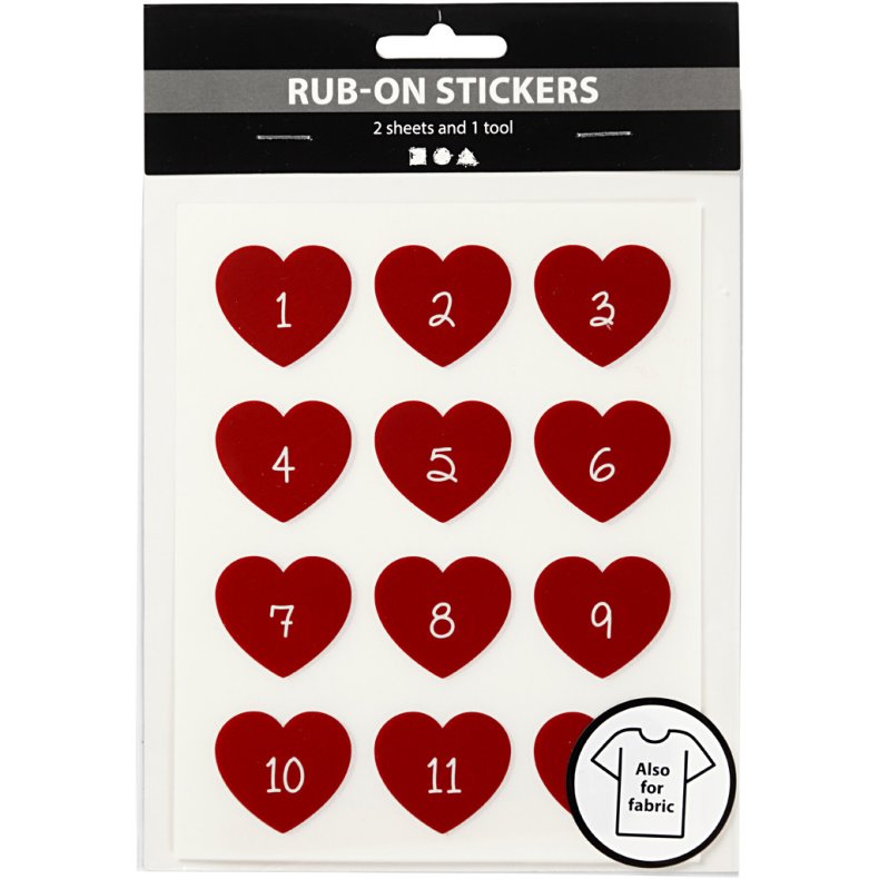 Rub-on stickers kalendertal ogs til Textil