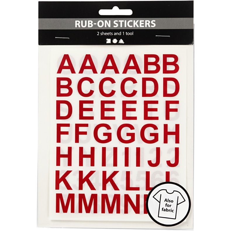 Rub-on stickers Alfabet rd ogs til Textil 17mm