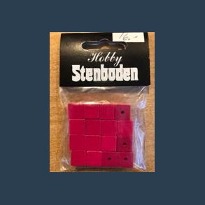 tr�perle firkant 10 x 10 mm 16 stk pink