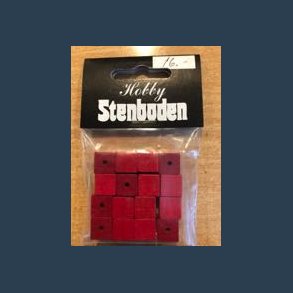 tr�perle firkant 10 x 10 mm 16 stk r�d