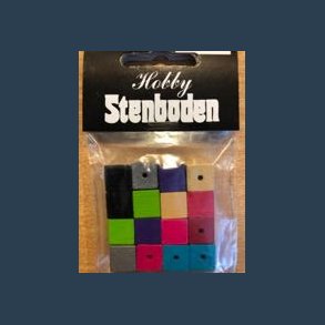 tr�perle firkant 10 x 10 mm 16 stk mix