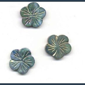 Perlemors ornament 3 stk 20 mm AB black blomst