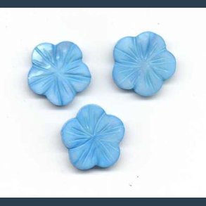 Perlemors ornament 3 stk 20 mm blue blomst