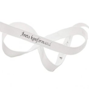 Silkebnd 9 mm hvid m rets konfirmand i slv 1 m