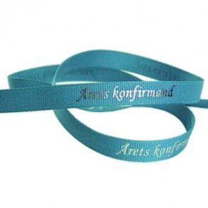 Silkebnd 9 mm Turkis m rets konfirmand i slv 1 m.