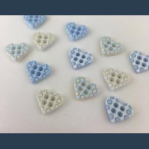 knapper hjerter bl 10 stk 12x13 mm