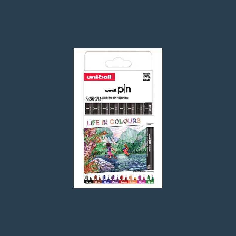 UNI PIN finliners  8 ass farver 0,5mm