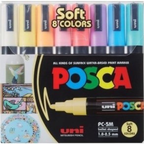 Posca tusch PC-5M st - 8 stk softcolors