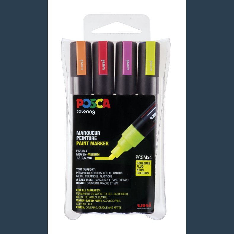 Posca tusch PC-5M st - 4 stk NEON  farver