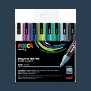 Posca tusch PC-5M st - 8 stk kolde  farver