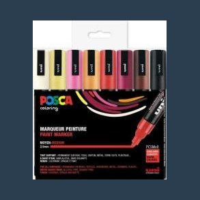 Posca tusch PC-5M st - 8 stk varme  farver