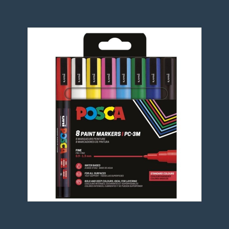 Posca tusch PC-3M s�tbrush  8 stk