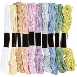 Broderigarn 10 ass farver pastel