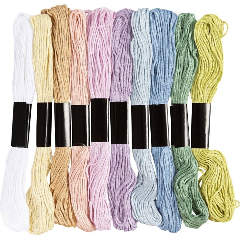 Broderigarn 10 ass farver pastel
