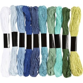 Broderigarn 10 ass farver bl/grnne farver