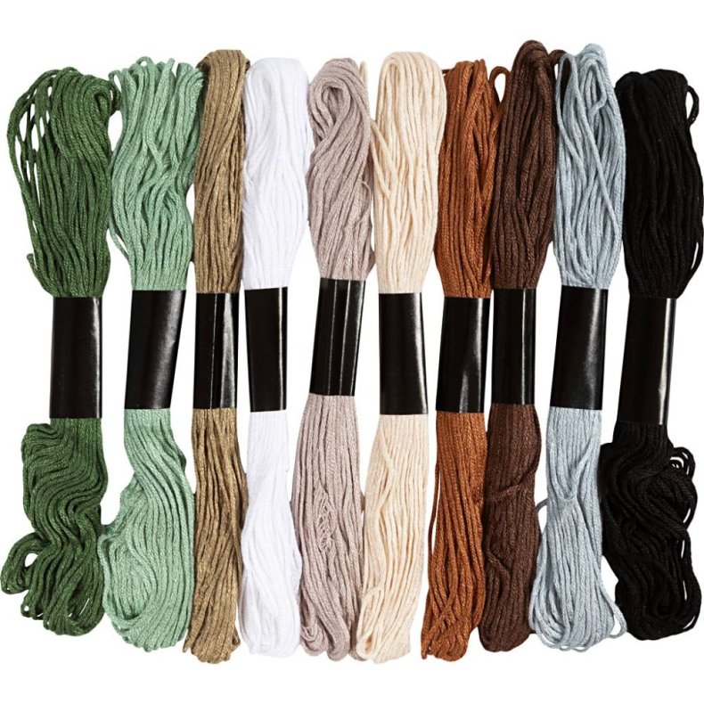 Broderigarn 10 ass farver jordfarver