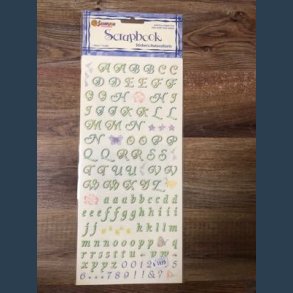 Stickers scrapbook 14 x 30,5cm alfabet blomster