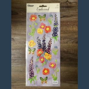 Stickers scrapbook 14 x 30,5cm blomster embossed