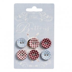 knapper m stof Tilda 6 stk ass bl/rd 18mm