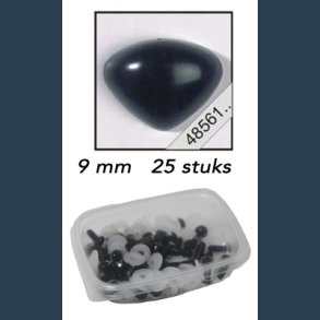 N�se sort 9 mm. 5 stk.