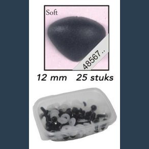 N�se sort 12 mm. 5 stk.