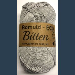 Bitten �kologisk bomuld 50 g lys gr� meleret