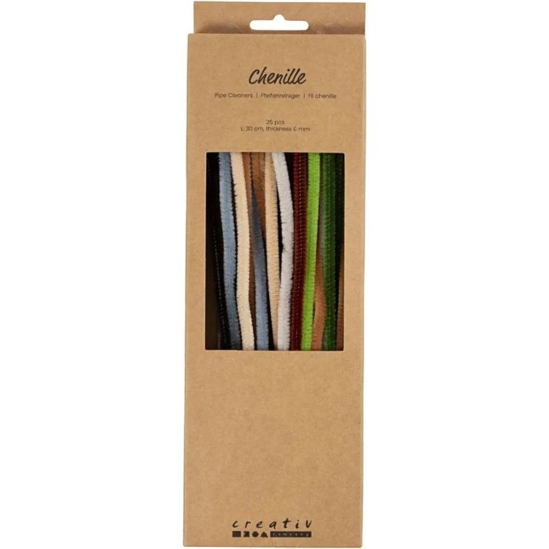 Chenille : L: 30 cm. tykkelse 6 mm 25 ass natur