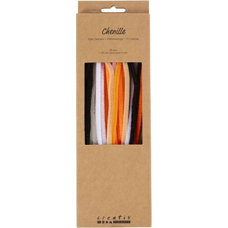 Chenille : L: 30 cm. tykkelse 6 mm 25 ass halloween